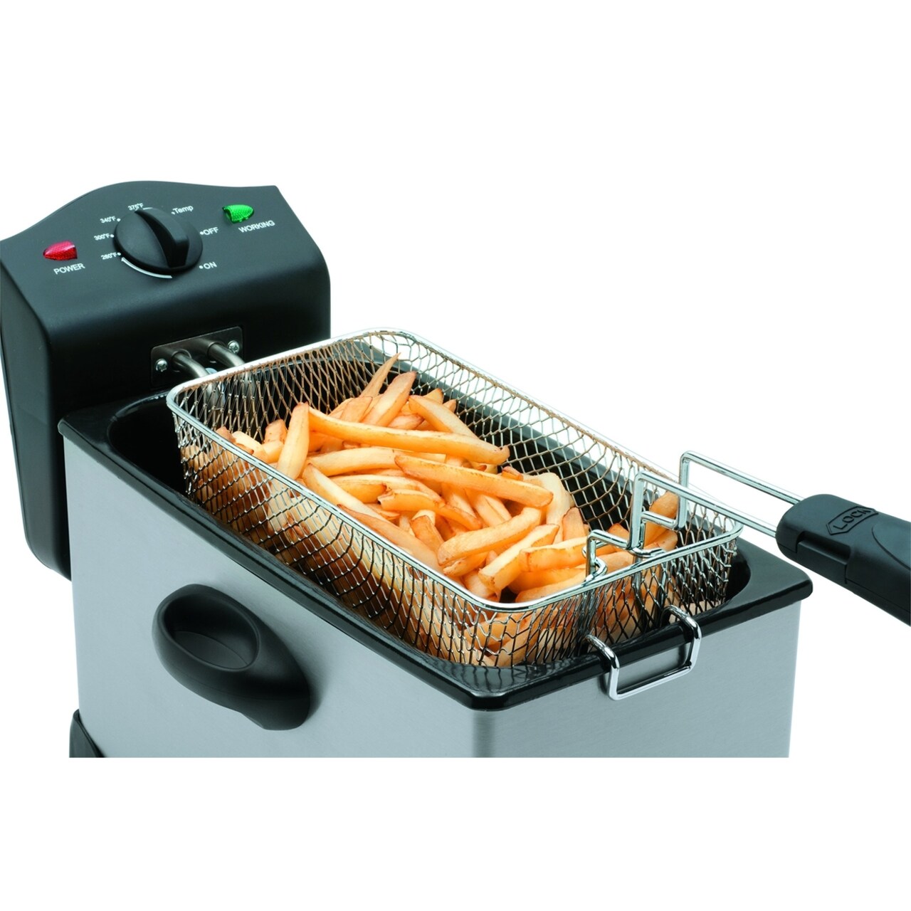 Salton Stainless Steel Deep Fryer 3 Liter Oil Capacity with Wire Mesh Basket (DF1233)